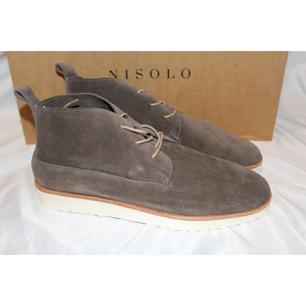 NISOLO MEN'S TRAVEL CHUKKA SUEDE‎ LIGHTWEIGHT DRESS SHOES GRAY SZ 8 NIB